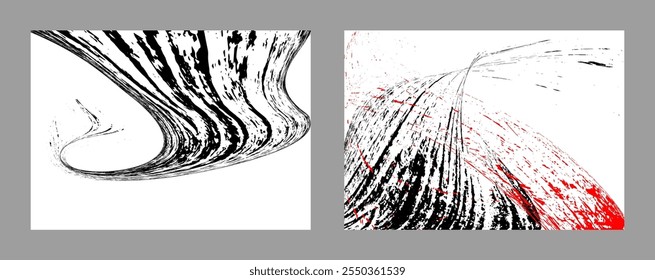 Strokes of black and red paint on a white background. Set of two templates. Graffiti element. Design template for the design of banners, posters, booklets, covers, magazines. EPS 10