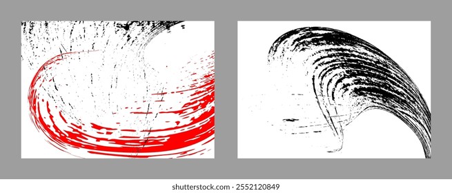 Strokes of black and red paint on a white background. Set of two templates. Graffiti element. Design template for the design of banners, posters, booklets, covers, magazines. EPS 10