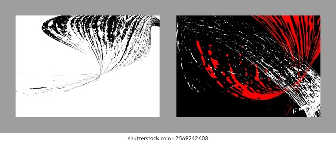 Strokes of black and red paint on a white background. Set of two templates. Graffiti element. Design template for the design of banners, posters, booklets, covers, magazines. EPS 10