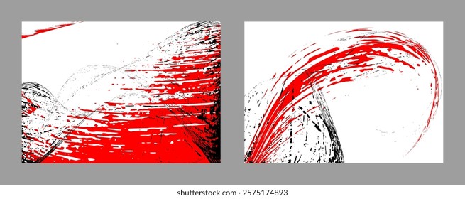 Strokes of black and red paint on a white background. Set of two templates. Graffiti element. Design template for the design of banners, posters, booklets, covers, magazines. EPS 10