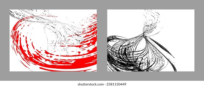 Strokes of black and red paint on a white background. Set of two templates. Graffiti element. Design template for the design of banners, posters, booklets, covers, magazines. EPS 10