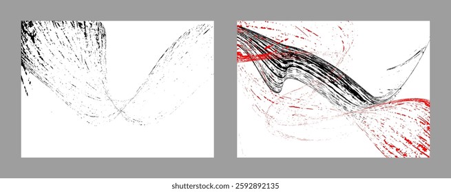 Strokes of black and red paint on a white background. Set of two templates. Graffiti element. Design template for the design of banners, posters, booklets, covers, magazines. EPS 10