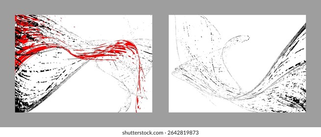 Strokes of black and red paint on a white background. Set of two templates. Graffiti element. Design template for the design of banners, posters, booklets, covers, magazines. EPS 10