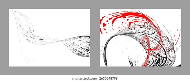 Strokes of black and red paint on a white background. Set of two templates. Graffiti element. Design template for the design of banners, posters, booklets, covers, magazines. EPS 10
