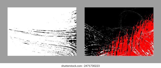 Strokes of black and red paint. Set of two templates. Graffiti element. Design template for the design of banners, posters, booklets, covers, magazines. EPS 10