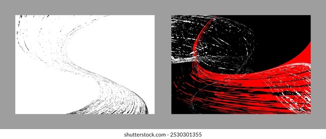 Strokes of black and red paint. Set of two templates. Graffiti element. Design template for the design of banners, posters, booklets, covers, magazines. EPS 10