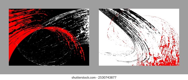 Strokes of black and red paint. Set of two templates. Graffiti element. Design template for the design of banners, posters, booklets, covers, magazines. EPS 10