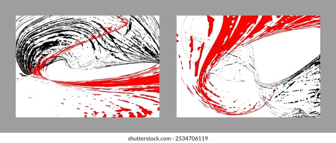 Strokes of black and red paint. Set of two templates. Graffiti element. Design template for the design of banners, posters, booklets, covers, magazines. EPS 10