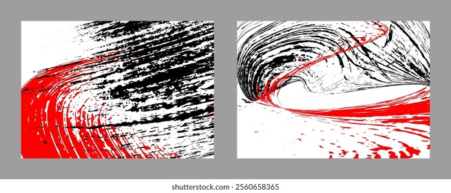 Strokes of black and red paint. Set of two templates. Graffiti element. Design template for the design of banners, posters, booklets, covers, magazines. EPS 10