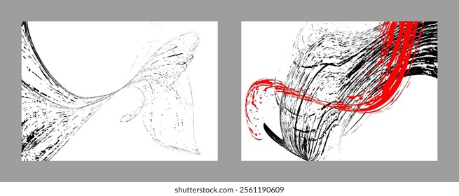 Strokes of black and red paint. Set of two templates. Graffiti element. Design template for the design of banners, posters, booklets, covers, magazines. EPS 10