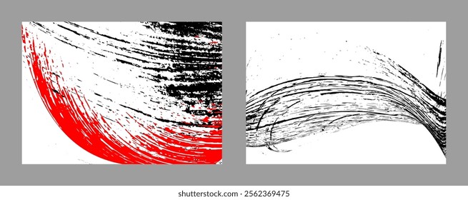 Strokes of black and red paint. Set of two templates. Graffiti element. Design template for the design of banners, posters, booklets, covers, magazines. EPS 10