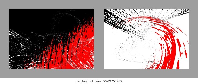 Strokes of black and red paint. Set of two templates. Graffiti element. Design template for the design of banners, posters, booklets, covers, magazines. EPS 10