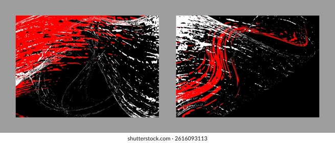 Strokes of black and red paint. Set of two templates. Graffiti element. Design template for the design of banners, posters, booklets, covers, magazines. EPS 10