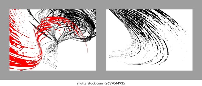Strokes of black and red paint. Set of two templates. Graffiti element. Design template for the design of banners, posters, booklets, covers, magazines. EPS 10