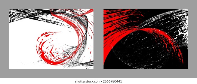 Strokes of black and red paint. Set of two templates. Graffiti element. Design template for the design of banners, posters, booklets, covers, magazines. EPS 10