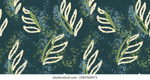 Strokes brush abstract organic shapes seamless pattern. Vector hand drawn. Splashes of paint on a green background. Contemporary repeated ornament.