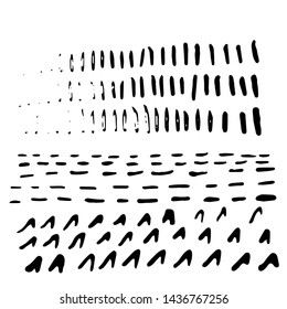 Strokes of a brush, line, circle, vector, ink,isolated on white background