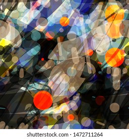 Strokes and circles. Colored seamless texture. Abstract vector background for web page, banners backdrop, fabric, home decor, wrapping