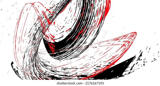 Strokes in different directions with black and red paint on a white background. Graffiti element. Design template for the design of banners, posters, booklets, covers, magazines. EPS 10