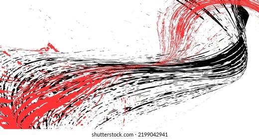 Strokes in different directions with black and red paint on a white background. Graffiti element. Design template for the design of banners, posters, booklets, covers, magazines. EPS 10