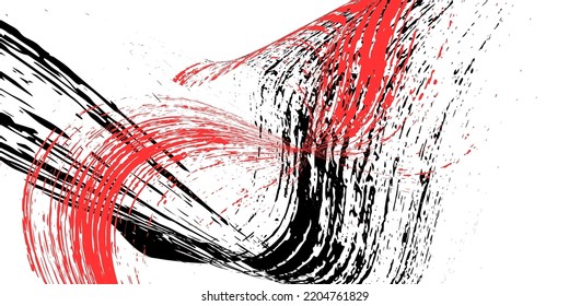 Strokes in different directions with black and red paint on a white background. Graffiti element. Design template for the design of banners, posters, booklets, covers, magazines. EPS 10