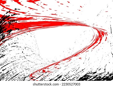 Se mueve en diferentes direcciones con pintura roja y negra sobre un fondo blanco. Elemento de graffiti. Plantilla de diseño para el diseño de carteles, carteles, folletos, portadas, revistas. EPS 10