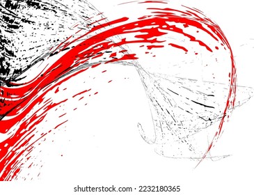 Strokes in different directions with red and black paint on a white background. Graffiti element. Design template for the design of banners, posters, booklets, covers, magazines. EPS 10