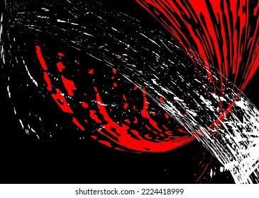 Strokes in different directions with red and white paint on a black background. Graffiti element. Design template for the design of banners, posters, booklets, covers, magazines. EPS 10