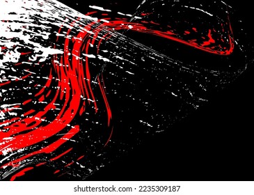 Strokes in different directions with red and white paint on a black background. Graffiti element. Design template for the design of banners, posters, booklets, covers, magazines. EPS 10