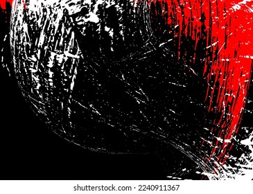 Strokes in different directions with red and white paint on a black background. Graffiti element. Design template for the design of banners, posters, booklets, covers, magazines. EPS 10