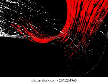 Strokes in different directions with red and white paint on a black background. Graffiti element. Design template for the design of banners, posters, booklets, covers, magazines. EPS 10