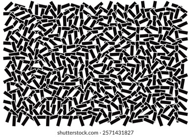 Strokes to Doodle an irregular line. Small amorphous tid bits in random mix. Abstract wite background chaotic black rectangles texture. EPS vector illustration