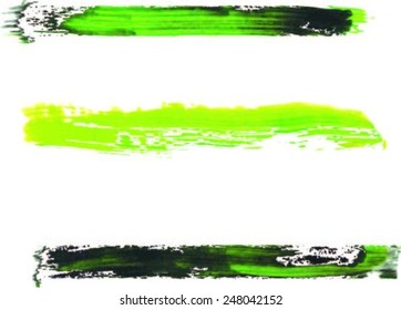 Strokes of green paint isolated on white background 