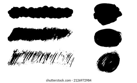 Strokes. Grunge design elements. Rectangular text boxes, speech bubbles. Distress messy texture banners. Ink splatter. Rough painted texture.Ink stains