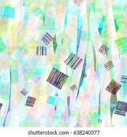 Strokes, and hatching squares. Light seamless background. Vector texture for fabric, wrapping, home decor.