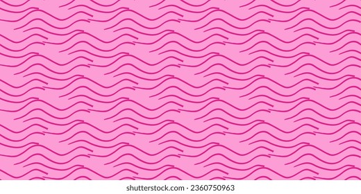 Strokes like waves. Background. Pink shape seamless pattern. Trendy Barbiecore Style. Template for textile and wallpaper. Vector illustration..