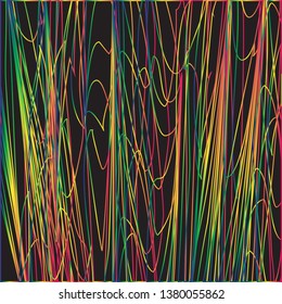 the strokes are multicolored on a black background. vector illustration. EPS 10.