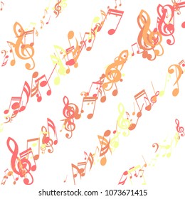 Strokes of Musical Notes. Creative Background with Notes, Bass and Treble Clefs. Vector Element for Musical Poster, Banner, Advertising, Card. Minimalistic Simple Background.