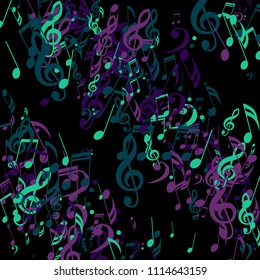 Strokes of Musical Notes. Creative Background with Notes, Bass and Treble Clefs. Vector Element for Musical Poster, Banner, Advertising, Card. Minimalistic Simple Background.