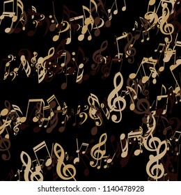 Strokes of Musical Notes. Creative Background with Notes, Bass and Treble Clefs. Vector Element for Musical Poster, Banner, Advertising, Card. Minimalistic Simple Background.