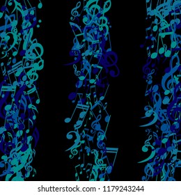 Strokes of Musical Notes. Creative Background with Notes, Bass and Treble Clefs. Vector Element for Musical Poster, Banner, Advertising, Card. Minimalistic Simple Background.