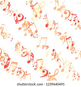 Strokes of Musical Notes. Creative Background with Notes, Bass and Treble Clefs. Vector Element for Musical Poster, Banner, Advertising, Card. Minimalistic Simple Background.
