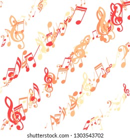 Strokes of Musical Notes. Creative Background with Notes, Bass and Treble Clefs. Vector Element for Musical Poster, Banner, Advertising, Card. Minimalistic Simple Background.