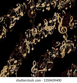 Strokes of Musical Notes. Modern Background with Notes, Bass and Treble Clefs. Vector Element for Musical Poster, Banner, Advertising, Card. Minimalistic Simple Background.