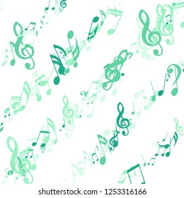 Strokes of Musical Notes. Trendy Background with Notes, Bass and Treble Clefs. Vector Element for Musical Poster, Banner, Advertising, Card. Minimalistic Simple Background.