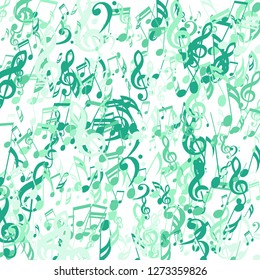 Strokes of Musical Notes. Trendy Background with Notes, Bass and Treble Clefs. Vector Element for Musical Poster, Banner, Advertising, Card. Minimalistic Simple Background.