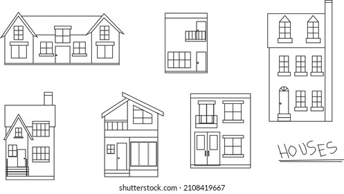 The Strokes pack of house facades with different architectural styles