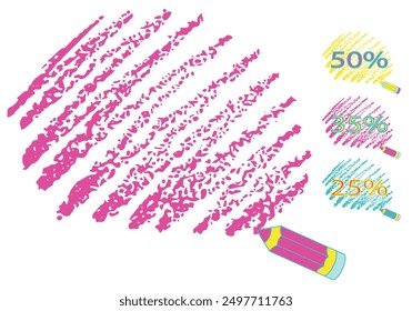 Strokes with pensil isolated on white background. Nice back to school or other banner, frame, text box, etc. Vector set. Hand drawn illustration. Not AI created. 