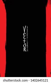 Strokes of red paint with a dry brush on a black background. Template for cover, flyer, poster. Grunge stains vector abstraction