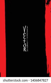 Strokes of red paint with a dry brush on a black background. Template for cover, flyer, poster. Grunge stains vector abstraction